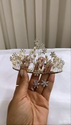 כתר פנינים בשילוב פרחי קריסטל